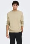 Rundhalspullover ONLY & SONS "ONSSTORM LS CREW KNIT OTL", Herren, Gr. L, beige