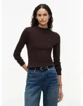 Langarmshirt TOMMY HILFIGER "SLIM CODY MOCK-NK LS", Damen, Gr. XS (34), braun