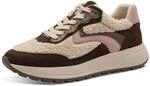 Plateausneaker TAMARIS, Damen, Gr. 36, braun (mokka kombiniert), Lederimitat, Textil,