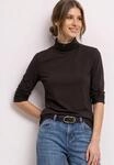 Langarmshirt STREET ONE, Damen, Gr. 34, braun (schwarz coffee), Web, 48% Baumwolle,