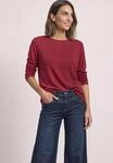 Langarmshirt STREET ONE, Damen, Gr. 34, rot (inferno rot), Web, Oberstoff: 50%