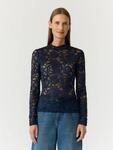 Y.A.S Langarmshirt "YASLACEY LS LACE TOP S. NOOS" Materialmix, slim fit