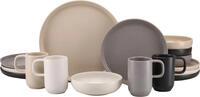CreaTable Kombiservice "Uno, Geschirr-Set, 16-tlg." Seidenmatten, Spezialglasur,
