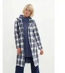 Wintermantel BONPRIX, Damen, Gr. 52, blau (indigo, grau kariert), Obermaterial:...