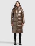 Strickmantel KHUJO "RACHEL3 SHINY", Damen, Gr. XL, braun (canadian copper), Web, 100%
