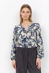 Druckbluse SOYACONCEPT "SC-HALFA 1- AOP", Damen, Gr. S, blau (tempest combi), Web,