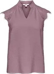 Shirttop ONLY "ONLPLOY METTE SL LACE V-NECK TOP WVN", Damen, Gr. XS, elderberry, Web,