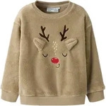 Weihnachtssweatshirt NAME IT "NMNREINDEERS RLX TEDDY", M&auml;dchen, Gr. 92, peyote,