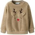 Weihnachtssweatshirt NAME IT "NMNREINDEERS RLX TEDDY", M&auml;dchen, Gr. 92, peyote,