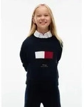 Strickpullover TOMMY HILFIGER, M&auml;dchen, Gr. 8 (128), blau (dunkelblau), Strick,