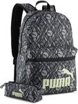 Rucksack PUMA "PHASE AOP BACKPACK SET", grau (puma schwarz, apple spritz, football