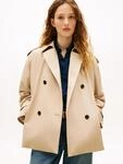 Kurzjacke TOMMY HILFIGER "COTTON SHORT TRENCH", Damen, Gr. M (40), beige, Web,