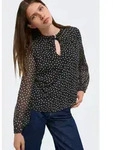 Chiffonbluse ONLY "ONLDITSY L/S BLOUSE WVN", Damen, Gr. M, schwarz-wei&szlig; (schwarz
