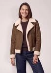Kurzjacke CECIL, Damen, Gr. L (42), braun (mocha braun), Stoff;Pl&uuml;sch, Vorderseite:
