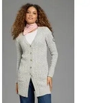 Longstrickjacke KANGAROOS, Damen, Gr. 48/50, grau (graumeliert), Strick,