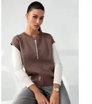 Strickweste HEINE, Damen, Gr. 50, braun (schoko, meliert), 50% Baumwolle, 50%