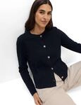 Strickjacke BRAX "Style AMI", Damen, Gr. 42, blau (navy), Strick, 72% Viskose,...