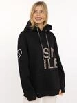 Hoodie ZWILLINGSHERZ "Alissa Shiny", Damen, Gr. S/M, schwarz, Sweatware,