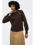 Rundhalspullover ONLY "ONLEMMA LS BUTTON ONECK EX KNT", Damen, Gr. M, braun (coffee