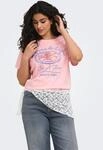 Kurzarmshirt ONLY CARMAKOMA "CARINES LIFE S/S O-NECK REG FIT TEE JRS", Damen, Gr. M,