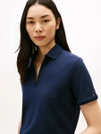 Poloshirt TOMMY HILFIGER "LYOCELL PIQUE OPEN-NK SS POLO", Damen, Gr. XS (34),...