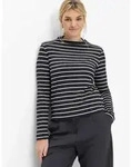 Sweatshirt BRAX "Style CARINA L", Damen, Gr. 46, schwarz-wei&szlig; (graphit), 96%...