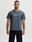 Rundhalsshirt JACK & JONES "JJMUNK TEE SS CREW NECK", Herren, Gr. L, grau
