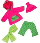 Puppenkleidung BAYER "Hose/M&uuml;tze 42-46 cm", gr&uuml;n (gr&uuml;n, pink), Puppenkleidung,