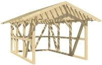 Skanholz Einzelcarport "Schwarzwald" Massivholz 300 cm Natur mit R&uuml;ckwand, mit
