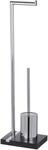 WENKO WC-Garnitur "Noble Black" aus Polyresin (Kunststein) Stahl Standgarnitur mit