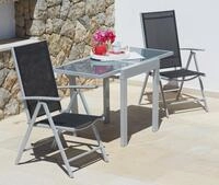 MERXX Balkonset "Lima" 2x Klappsessel, 1x Ausziehtisch 65(130)x65 cm, 3 Stk....