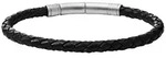 Lederarmband FOSSIL "Schmuck Geschenk Edelstahl Leder Armschmuck", grau (schwarz,