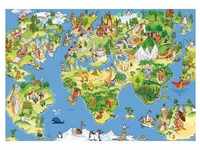 PAPERMOON Fototapete "Kids World Map" Tapeten Gr. B/L: 2,5 m x 1,8 m, bunt