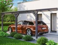 Skanholz Anlehncarport "Vogtland" Leimholz 276 cm dunkelgrau