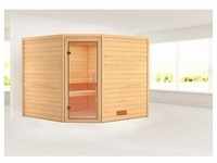 KARIBU Sauna ""Leona" mit Klarglastür naturbelassen" Saunen beige (naturbelassen)