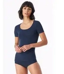 Kurzarmshirt SCHIESSER "Personal Fit", Damen, Gr. L, blau (nachtblau), Single...