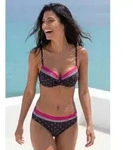 B&uuml;gel-Bikini-Top LASCANA, Damen, Gr. 40, Cup G, bunt (schwarz, rot), Polyamid,