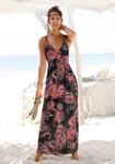LASCANA Maxikleid "mit verstellbarem Ausschnitt und gesmokter Taille, Jerseykleid"