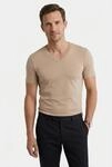 T-Shirt OLYMP "Casual", Herren, Gr. XL, beige, Obermaterial: 94% Baumwolle, 6%