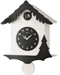 Pendelwanduhr AMS "W7391", schwarz-wei&szlig; (wei&szlig;, schwarz), Wanduhren, B/H/L: 30cm x
