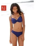 B&uuml;gel-Bikini LASCANA, Damen, Gr. 38, Cup E, blau, Polyamid, unifarben, Bikini-Sets