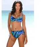 B&uuml;gel-Bikini LASCANA, Damen, Gr. 38, Cup D, blau (blau, bedruckt), Polyamid,