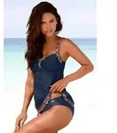 Tankini LASCANA, Damen, Gr. 52, Cup C, bunt (marine, hummer), Polyamid,