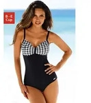 Badeanzug LASCANA, Damen, Gr. 42, Cup E, schwarz-wei&szlig; (schwarz, wei&szlig;),...
