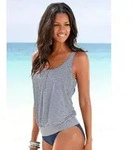 Oversize-Tankini LASCANA "Mona", Damen, Gr. 44, N-Gr, blau (marine, gestreift),