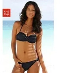 B&uuml;gel-Bandeau-Bikini-Top LASCANA "Italy", Damen, Gr. 40, Cup E, schwarz,...
