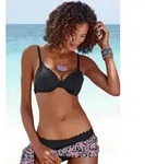 B&uuml;gel-Bikini-Top LASCANA "Scallop", Damen, Gr. 40, Cup A, schwarz, Microfaser,