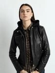 Lederjacke MAZE "Mico", Damen, Gr. L, schwarz (schwarz, schwarz), Obermaterial: 100%