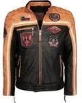 Lederjacke TOP GUN "31024850", Herren, Gr. 50 (M), orange (schwarz, orange,...
