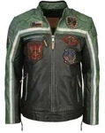 Lederjacke TOP GUN "31024850", Herren, Gr. 48S, bunt (schwarz, gr&uuml;n, creme),